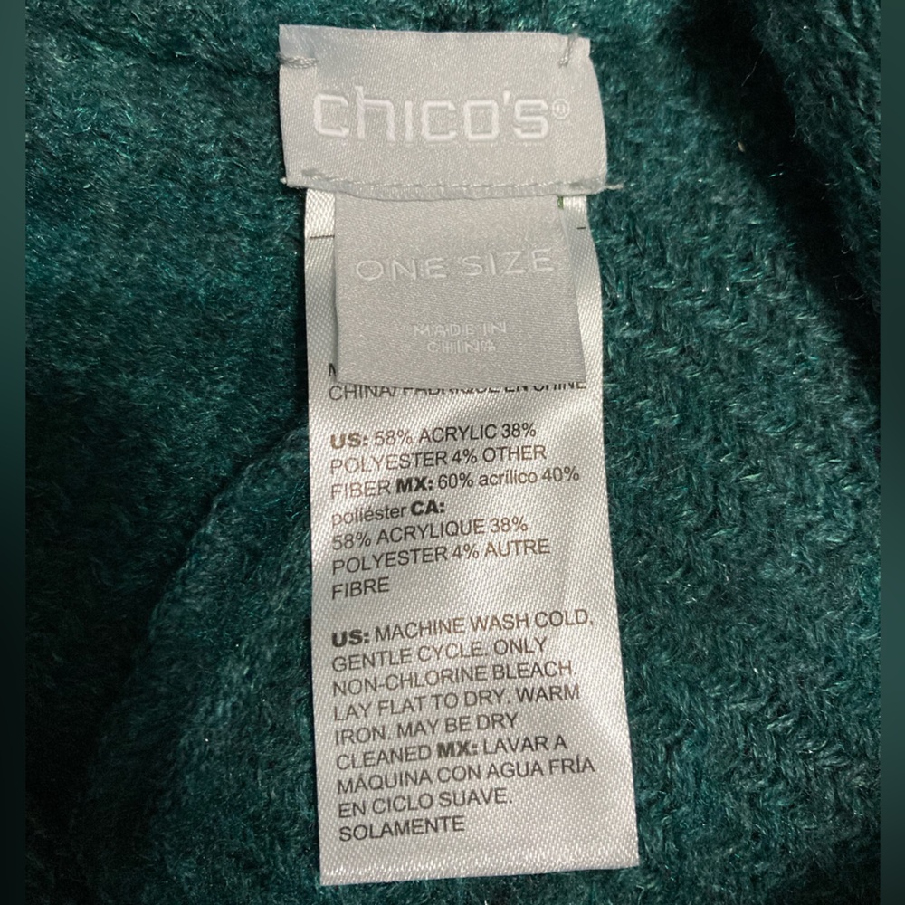 Chico’s cozy stripe poncho in Jasper Green size One Size - Picture 2 of 2